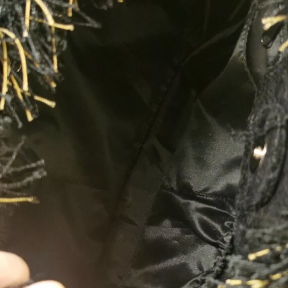 Gold fringe canvas shoulder bag - Picture 7 of 8